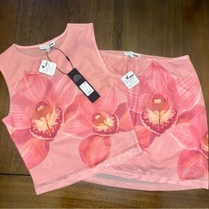Fashion Nova Pink Floral Mini Skirt Set